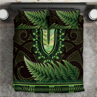 Lime Green African Dashiki With Aotearoa Maori Bedding Set Paua Shell Mix Silver Fern LT14 Lime Green - Polynesian Pride