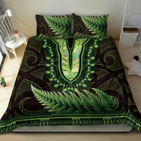 Lime Green African Dashiki With Aotearoa Maori Bedding Set Paua Shell Mix Silver Fern LT14 - Polynesian Pride