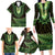 Lime Green African Dashiki With Aotearoa Maori Family Matching Long Sleeve Bodycon Dress and Hawaiian Shirt Paua Shell Mix Silver Fern