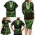 Lime Green African Dashiki With Aotearoa Maori Family Matching Long Sleeve Bodycon Dress and Hawaiian Shirt Paua Shell Mix Silver Fern