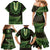 Lime Green African Dashiki With Aotearoa Maori Family Matching Mermaid Dress and Hawaiian Shirt Paua Shell Mix Silver Fern