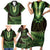 Lime Green African Dashiki With Aotearoa Maori Family Matching Short Sleeve Bodycon Dress and Hawaiian Shirt Paua Shell Mix Silver Fern