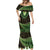 Lime Green African Dashiki With Aotearoa Maori Mermaid Dress Paua Shell Mix Silver Fern