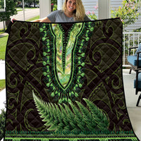 Lime Green African Dashiki With Aotearoa Maori Quilt Paua Shell Mix Silver Fern LT14 Lime Green - Polynesian Pride
