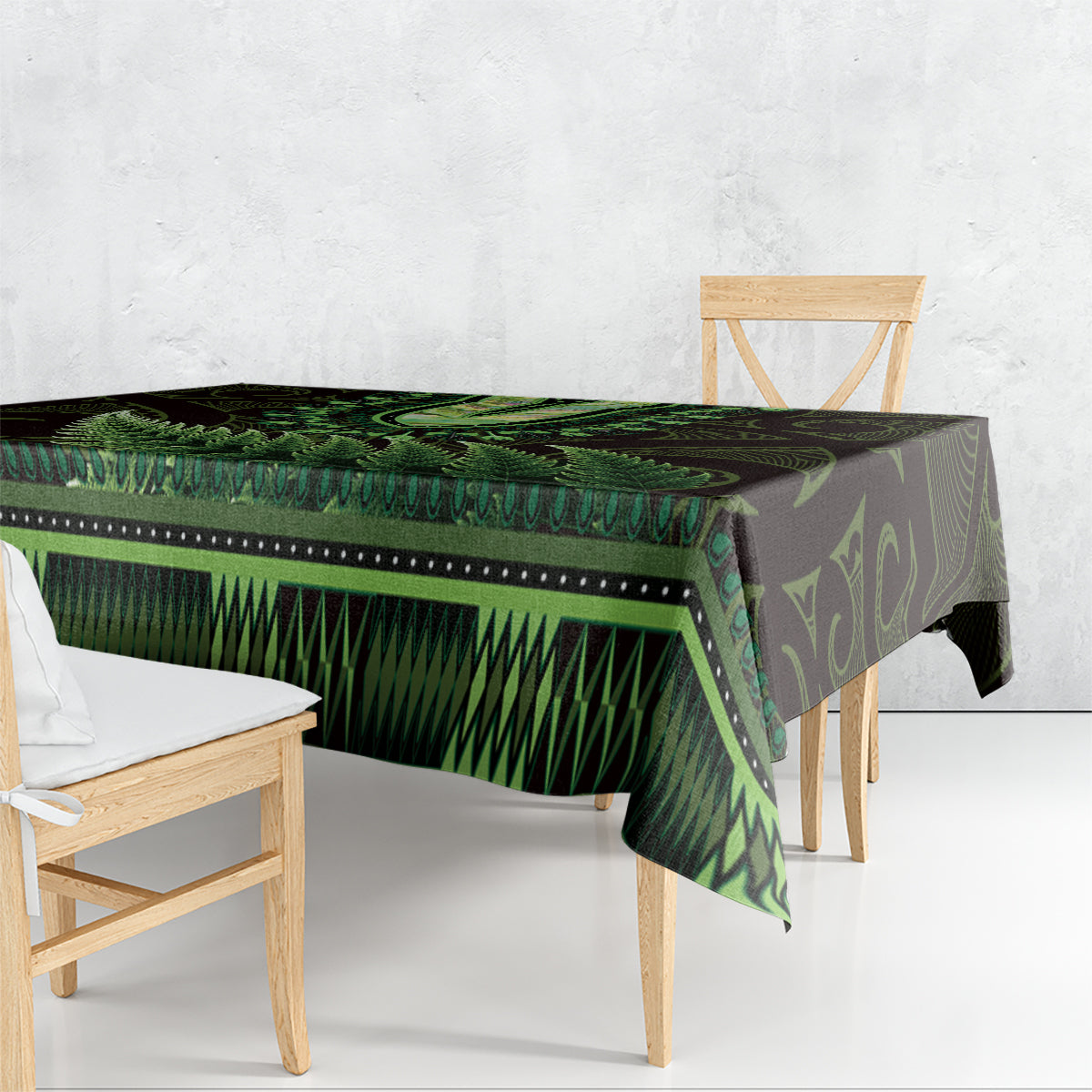 Lime Green African Dashiki With Aotearoa Maori Tablecloth Paua Shell Mix Silver Fern LT14 - Polynesian Pride