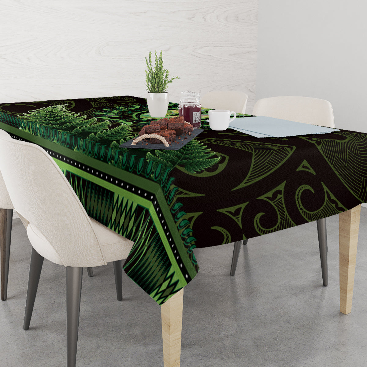 Lime Green African Dashiki With Aotearoa Maori Tablecloth Paua Shell Mix Silver Fern LT14 - Polynesian Pride