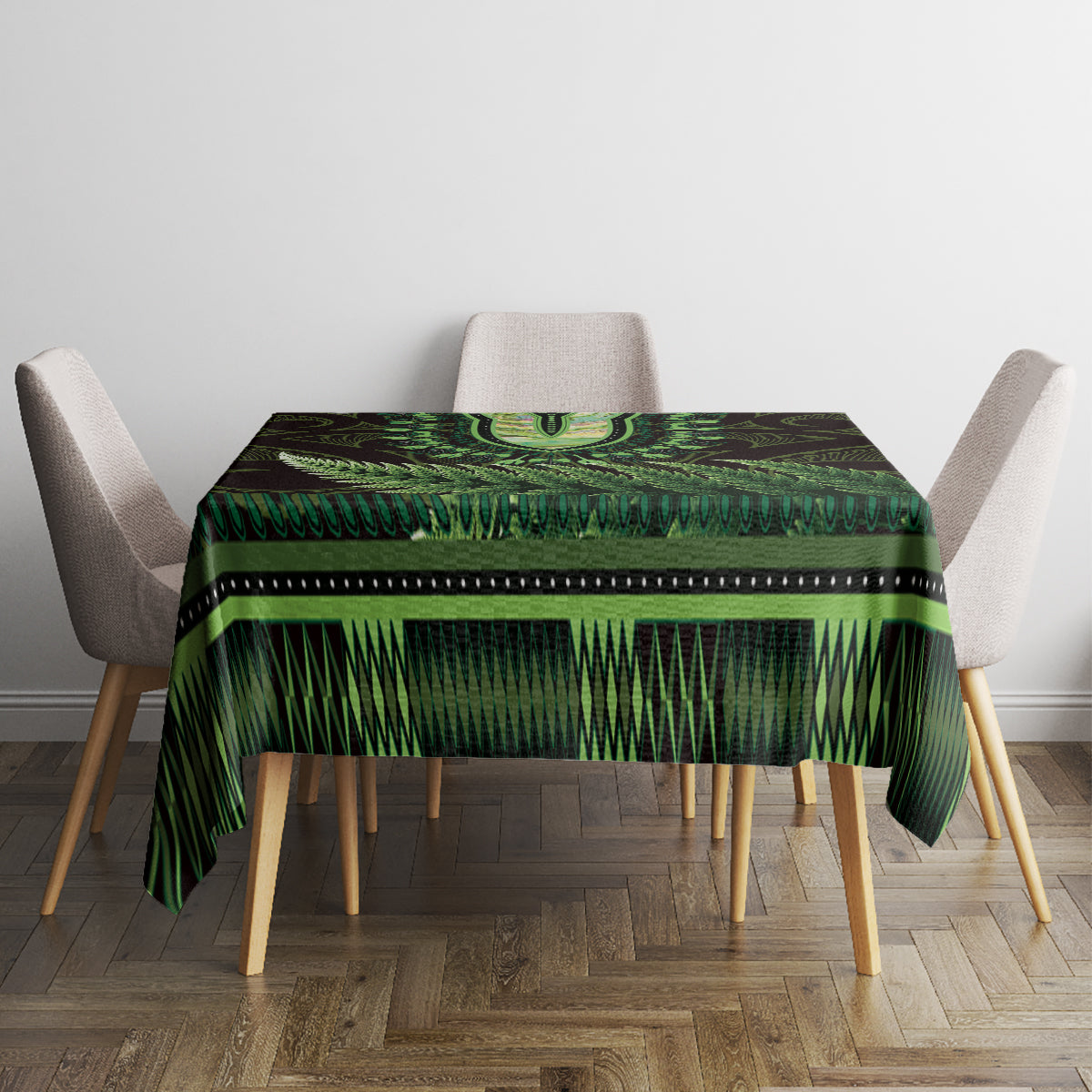 Lime Green African Dashiki With Aotearoa Maori Tablecloth Paua Shell Mix Silver Fern LT14 - Polynesian Pride