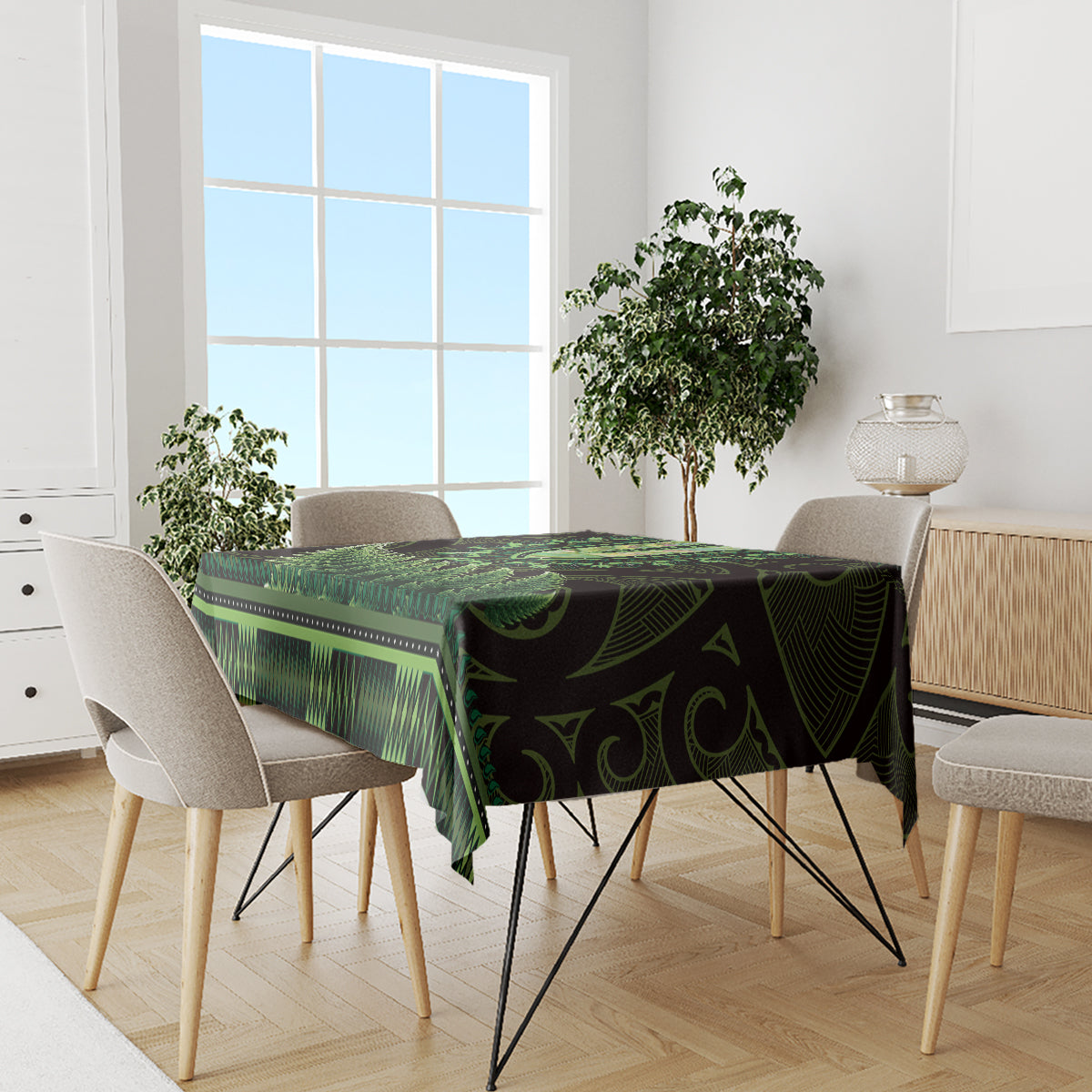 Lime Green African Dashiki With Aotearoa Maori Tablecloth Paua Shell Mix Silver Fern LT14 - Polynesian Pride