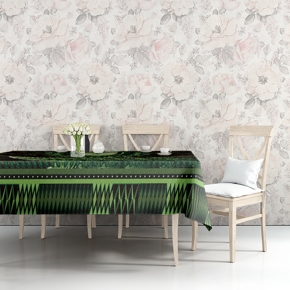 Lime Green African Dashiki With Aotearoa Maori Tablecloth Paua Shell Mix Silver Fern LT14 - Polynesian Pride