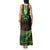 Lime Green African Dashiki With Aotearoa Maori Tank Maxi Dress Paua Shell Mix Silver Fern