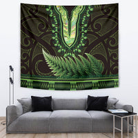 Lime Green African Dashiki With Aotearoa Maori Tapestry Paua Shell Mix Silver Fern LT14 Lime Green - Polynesian Pride