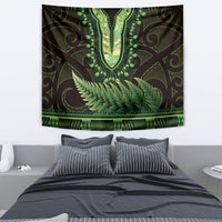 Lime Green African Dashiki With Aotearoa Maori Tapestry Paua Shell Mix Silver Fern LT14 - Polynesian Pride