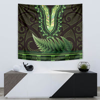 Lime Green African Dashiki With Aotearoa Maori Tapestry Paua Shell Mix Silver Fern LT14 - Polynesian Pride