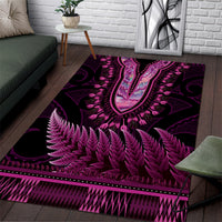 Pink African Dashiki With Aotearoa Maori Area Rug Paua Shell Mix Silver Fern LT14 Pink - Polynesian Pride