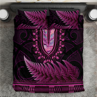Pink African Dashiki With Aotearoa Maori Bedding Set Paua Shell Mix Silver Fern LT14 Pink - Polynesian Pride
