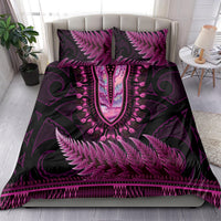 Pink African Dashiki With Aotearoa Maori Bedding Set Paua Shell Mix Silver Fern LT14 - Polynesian Pride