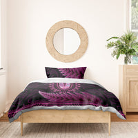Pink African Dashiki With Aotearoa Maori Bedding Set Paua Shell Mix Silver Fern LT14 - Polynesian Pride