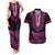 Pink African Dashiki With Aotearoa Maori Couples Matching Tank Maxi Dress and Hawaiian Shirt Paua Shell Mix Silver Fern