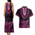 Pink African Dashiki With Aotearoa Maori Couples Matching Tank Maxi Dress and Hawaiian Shirt Paua Shell Mix Silver Fern