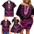 Pink African Dashiki With Aotearoa Maori Family Matching Off Shoulder Short Dress and Hawaiian Shirt Paua Shell Mix Silver Fern