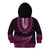 Pink African Dashiki With Aotearoa Maori Kid Hoodie Paua Shell Mix Silver Fern