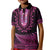 Pink African Dashiki With Aotearoa Maori Kid Polo Shirt Paua Shell Mix Silver Fern