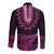 Pink African Dashiki With Aotearoa Maori Long Sleeve Button Shirt Paua Shell Mix Silver Fern