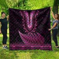 Pink African Dashiki With Aotearoa Maori Quilt Paua Shell Mix Silver Fern LT14 - Polynesian Pride