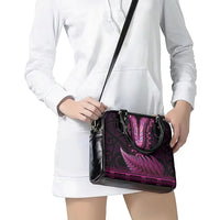Pink African Dashiki With Aotearoa Maori Shoulder Handbag Paua Shell Mix Silver Fern LT14 - Polynesian Pride