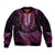 Pink African Dashiki With Aotearoa Maori Sleeve Zip Bomber Jacket Paua Shell Mix Silver Fern