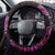 Pink African Dashiki With Aotearoa Maori Steering Wheel Cover Paua Shell Mix Silver Fern