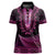 Pink African Dashiki With Aotearoa Maori Women Polo Shirt Paua Shell Mix Silver Fern