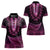 Pink African Dashiki With Aotearoa Maori Women Polo Shirt Paua Shell Mix Silver Fern