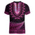 Pink African Dashiki With Aotearoa Maori Women V-Neck T-Shirt Paua Shell Mix Silver Fern