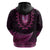 Pink African Dashiki With Aotearoa Maori Zip Hoodie Paua Shell Mix Silver Fern