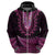 Pink African Dashiki With Aotearoa Maori Zip Hoodie Paua Shell Mix Silver Fern