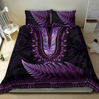 Purple African Dashiki With Aotearoa Maori Bedding Set Paua Shell Mix Silver Fern LT14 - Polynesian Pride