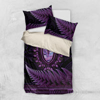 Purple African Dashiki With Aotearoa Maori Bedding Set Paua Shell Mix Silver Fern LT14 US Twin 172cm x 218cm Purple - Polynesian Pride