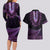 Purple African Dashiki With Aotearoa Maori Couples Matching Long Sleeve Bodycon Dress and Hawaiian Shirt Paua Shell Mix Silver Fern