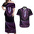 Purple African Dashiki With Aotearoa Maori Couples Matching Off Shoulder Maxi Dress and Hawaiian Shirt Paua Shell Mix Silver Fern