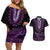 Purple African Dashiki With Aotearoa Maori Couples Matching Off Shoulder Short Dress and Hawaiian Shirt Paua Shell Mix Silver Fern