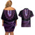 Purple African Dashiki With Aotearoa Maori Couples Matching Off Shoulder Short Dress and Hawaiian Shirt Paua Shell Mix Silver Fern