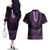 Purple African Dashiki With Aotearoa Maori Couples Matching Off The Shoulder Long Sleeve Dress and Hawaiian Shirt Paua Shell Mix Silver Fern