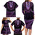 Purple African Dashiki With Aotearoa Maori Family Matching Long Sleeve Bodycon Dress and Hawaiian Shirt Paua Shell Mix Silver Fern