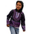 Purple African Dashiki With Aotearoa Maori Kid Hoodie Paua Shell Mix Silver Fern