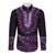 Purple African Dashiki With Aotearoa Maori Long Sleeve Button Shirt Paua Shell Mix Silver Fern