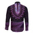 Purple African Dashiki With Aotearoa Maori Long Sleeve Button Shirt Paua Shell Mix Silver Fern