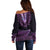 Purple African Dashiki With Aotearoa Maori Off Shoulder Sweater Paua Shell Mix Silver Fern