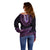 Purple African Dashiki With Aotearoa Maori Off Shoulder Sweater Paua Shell Mix Silver Fern