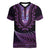 Purple African Dashiki With Aotearoa Maori Women V-Neck T-Shirt Paua Shell Mix Silver Fern